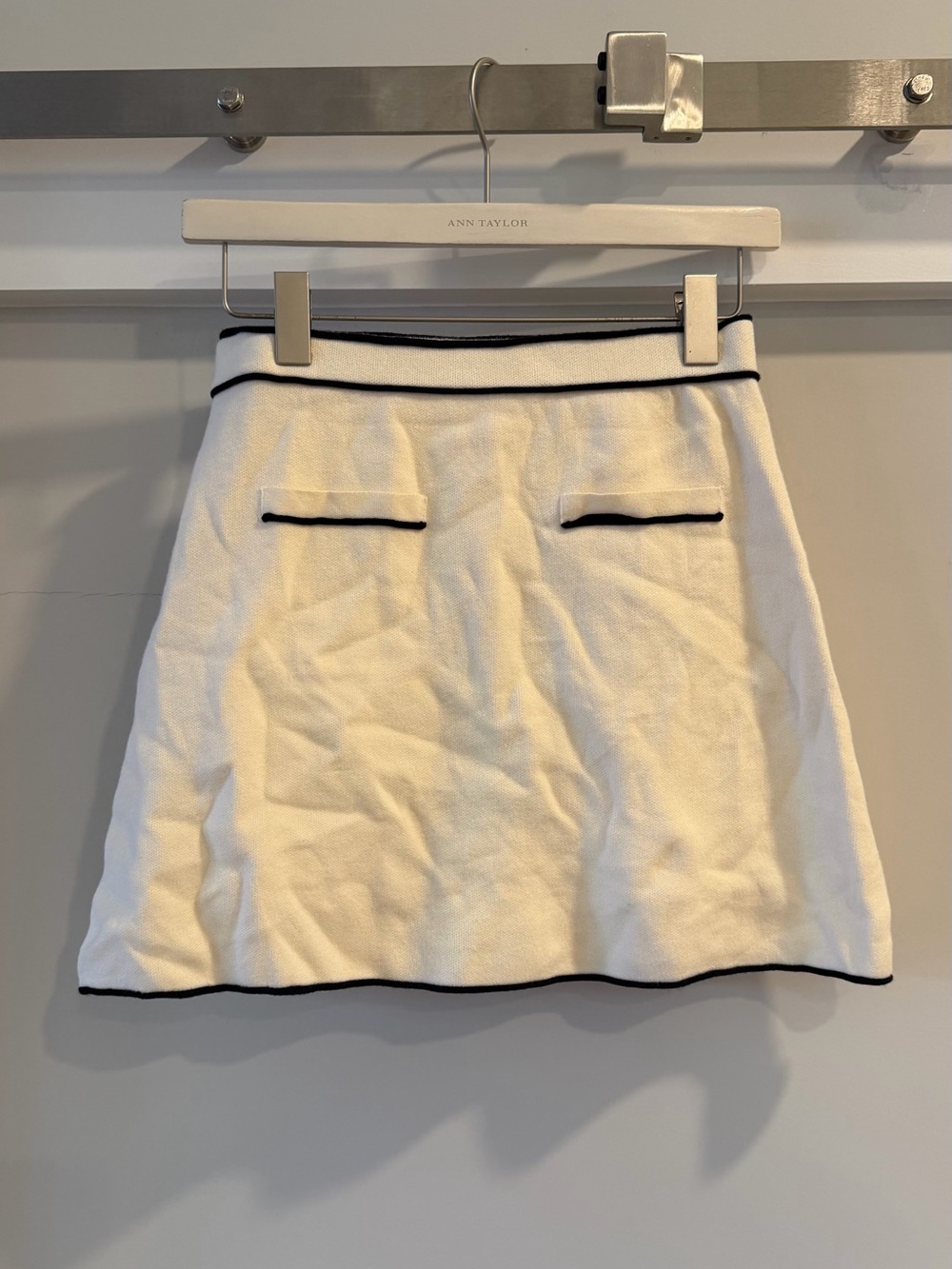 Oak + Fort Cream Mini Skirt Black Trim Size S
